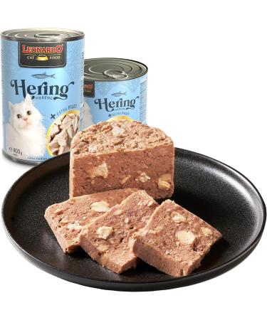 LEONARDO Herring + Extra Fillet | (6 x 400 g) Herring + Extra Turkey Fillet | Wet Food Canned with Extra Fillet | Grain Free - Buy Online on GoSupps.com