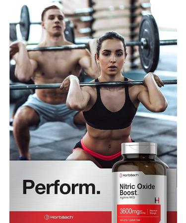 Nitric Oxide Booster 3600mg | 120 Caplets | Arginine AKG for Men and Women | Pre Workout Supplement | Non-GMO & Gluten Free | Horbaach - Buy Online on GoSupps.com