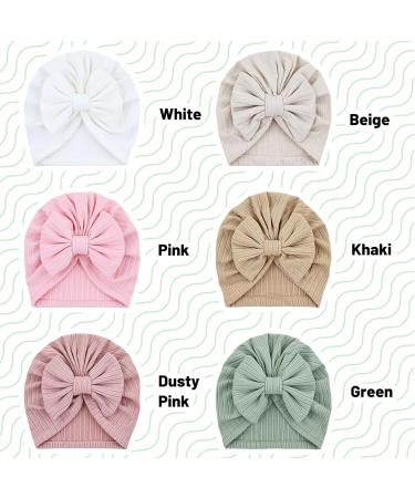 Cinaci Cute Stretchy Baby Turban Hats with Bow - 6 Pack for Girls Newborns to Toddlers - Buy Online on GoSupps.com