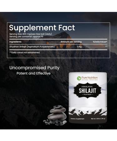 Pure Nutrition Himalayan Shilajit Resin 30gms | Grade A Shilajit Resin with 85+ Trace Minerals & 75% Fulvic Acid | 3rd Party Lab Tested for Purity and Potency | Shilajit for Men & Women 1.06 Ounce (Pack of 1) - Buy Online on GoSupps.com