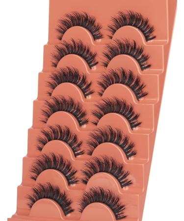 Goddenus H-flat Wispy Fluffy 15mm Natural Mink False Eyelashes - 7 Pairs, CC Curl, Reusable Short Strip Doll Lashes - Wet Look Extensions - Buy Online on GoSupps.com