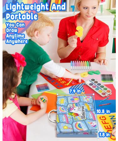 Unicorn Art Case Set for Girls - Painting Drawing Coloring Kit with Washable Markers, Pens, and Crayons - Ideal Gift for Kids - Blue - Buy Online on GoSupps.com