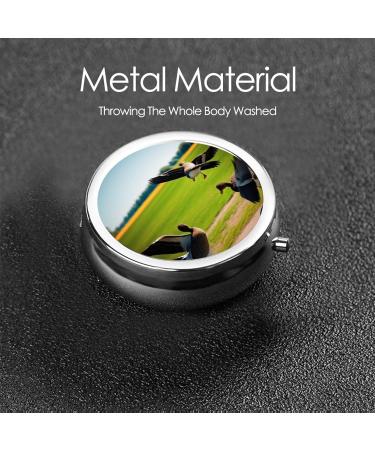 Flying Wild Duck Printed Mini Round Pill Box | 3 Compartment Portable Pill Organizer for Travel Home & Office Use - Buy Online on GoSupps.com