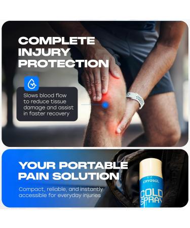 CRYOSOL Freeze Spray for Rapid Relief Anywhere - Pain Relief Spray for Sprains, Strains, Bruises, Aches and Sports Injuries - Cryotherapy for Instant Cooling Relief - 200ml / 6.76 fl oz - Buy Online on GoSupps.com