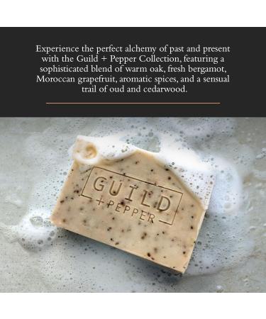 Gilchrist & Soames Guild + Pepper Exfoliating Bath Bar 6oz - Natural Black Pepper & Aloe Hand & Body Cleanser Warm Oak Scent - International Shipping Available - Buy Online on GoSupps.com
