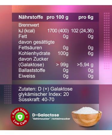 D-Galactose 250g - 99% Pure Mucus Sugar | Vegan Gluten-Free High Solubility | Recovery Stand Bag - Buy Online on GoSupps.com