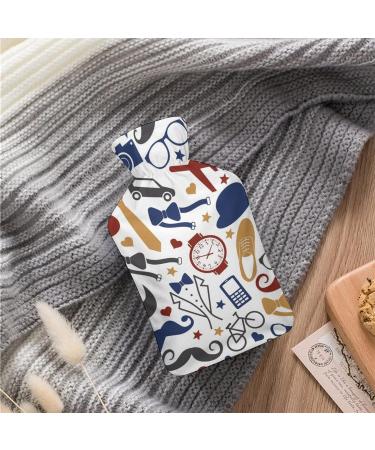 Men's Plush Hot Water Bottle with Cover - Hand Warmer for Adults & Children - 26.5x15.3cm - Buy Online on GoSupps.com