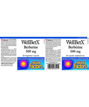 Natural Factors WellBetX Berberine 500 mg - 60 Vegetarian Capsules for Blood Sugar Support - Buy Online on GoSupps.com