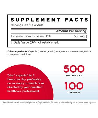 Shop Jarrow Formulas L-Lysine 500 mg - 100 Capsules | Immune Support Supplement - Buy Online on GoSupps.com