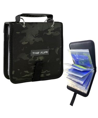 Thekuai Fishing Tackle Binder, Lure Storage Bag, Soft Bait Binder, Fishing Organized Storage Rig Bag for Baits, Rigs, Jigs and Lines, Suitable for Fresh Water and Saltwater Camo Black/9.5" * 8.3"