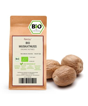 Kamelur 500g whole organic nutmeg - hand-picked nutmeg in the best organic quality - for the nutmeg mill - in biodegradable p