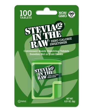Stevia In The Raw Tablets, Plant Based Zero Calorie, No Erythritol, Sugar Substitute, Sugar-Free Dissolvable Sweetener Tablets for Coffee, Hot & Cold Drinks, Vegan, Gluten-Free, 100 Tablets (1 Pack) 100 Count (Pack of 1) Tablets