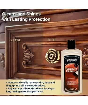 Thomasville Furniture Cream for Hardwood, Laminate, and Faux Finished Floors - 12oz Bottle | Shine Restorer, Protector, and Surface Cleaner | Ideal House Cleaning Supply for Home Improvement - Natural Look, Cuts Grease - Buy Online on GoSupps.com