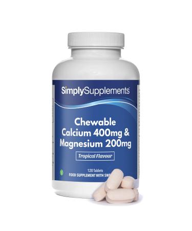 Chewable Calcium & Magnesium Tablets (120 Tablets) | Delicious Tropical Flavour | Vegan & Vegetarian Friendly | Crucial Nutrients for Bones & Muscles | Optimal 2:1 Ratio
