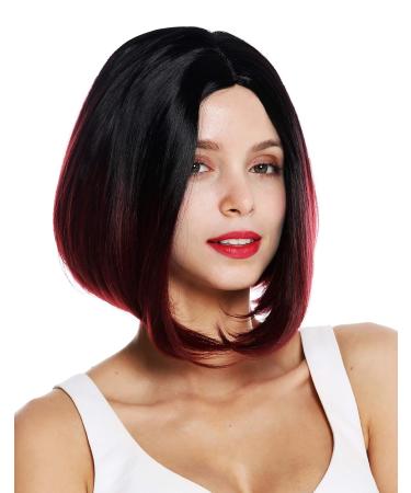 Buy Wig Me Up ZM-1182 Women's Short Bob Wig | Ombre Black Red Long Bob with Middle Parting - Smooth Texture - Buy Online on GoSupps.com