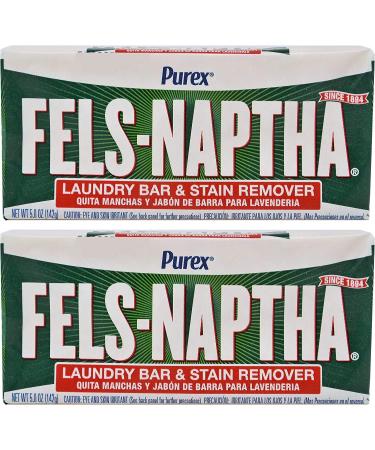 Fels Naptha Laundry Soap Bar & Stain Remover - Pack of 2, 5.0 Oz per bar
