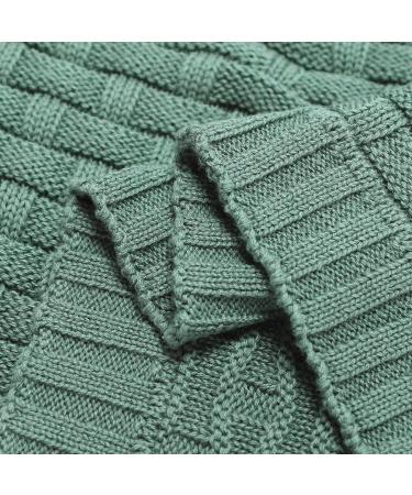 Mimixiong 100% Cotton Knit Swaddle Baby Blanket - Cozy & Soft for Newborn Boys and Girls - Dark Green 100x80cm - Waffle - Buy Online on GoSupps.com
