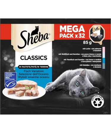 Sheba Classics Piedetete Cat Food - MSC Salmon White Fish Tuna & Cod - 32 x 85g (2.72 kg) - Premium International Shipping - Buy Online on GoSupps.com