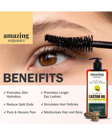 AmazingOrganics Pure Unrefined Castor Oil - 250ml for Hair, Skin, Eyelashes & Nails - Buy Online on GoSupps.com