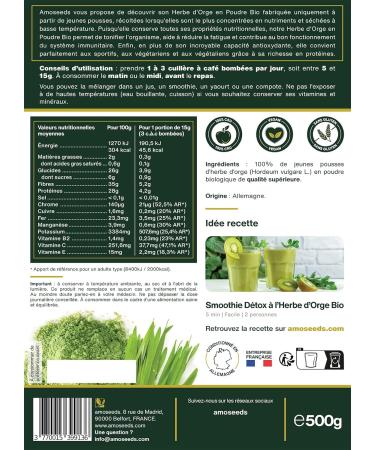 Organic Barley Grass Powder 500G | 100% Young Growths | Gluten Free GMO Free No Additives | Top Quality - Buy Online on GoSupps.com