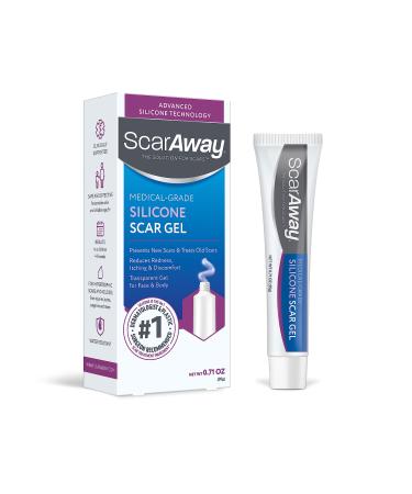 ScarAway Silicone Scar Gel Helps Improve Size Color & Texture of Hypertrophic & Keloid Scars from Injury Burns & Surgery Water Resistant 20g (0.7 Oz)