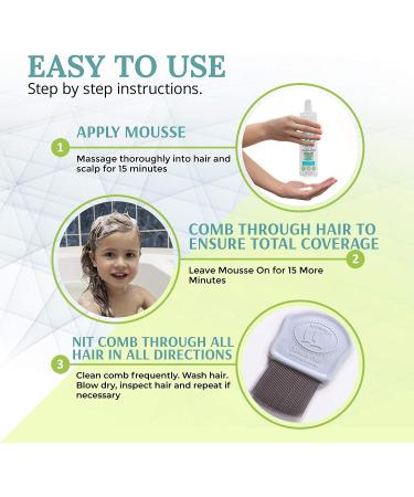 LiceLogic Natural LICEZYME Treatment Kit - 1 Day Head Lice & Nit Remover with Eliminator Mousse, Nit Comb, and Hair Spray - Peppermint Scent - 7.1 oz + 8 oz - Buy Online on GoSupps.com