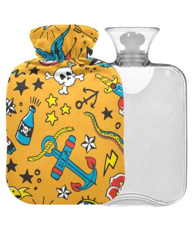 Naanle cute cute swallow-dead head heat bottle with reference transparent hot water bottle hand feet heat bag for pain relief heat and cold therapy 2 L