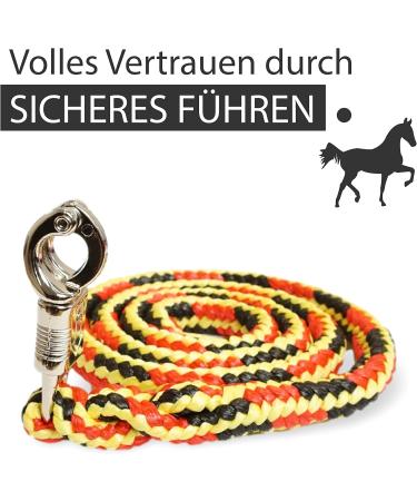 Leading Knit with Panic Hooks for Horses Ponies Shetland and Donkeys - 1.60m Stylish Designs in Black-Red-Yellow - Buy Online on GoSupps.com