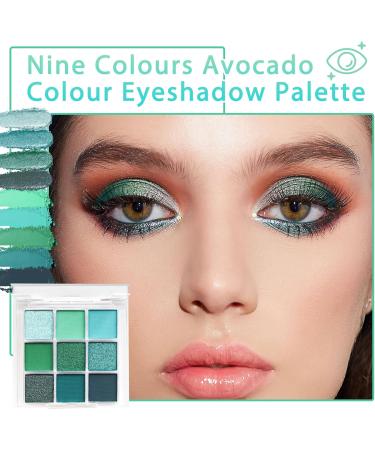 Green Eyeshadow Makeup Palette 9 Colors Matte Blendable Eye Shadow Palette Makeup Waterproof Long Lasting Highly Pigmented Colorful Shimmer Forest Green Eye Shadow Plattet for Women - Buy Online on GoSupps.com