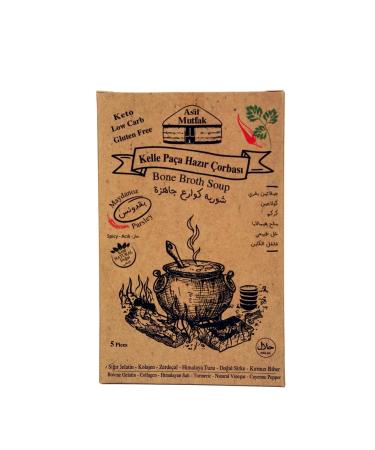Asil Mutfak Bone Broth Halal Soup - 100% Natural Keto Low Carb and Gluten Free Healthy Soup - Free of Artificial Color and Preservatives (Pack of 5 Parsley Spicy) Parsley Spicy 12.5 g (Pack of 5)