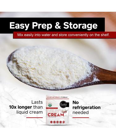 Organic Heavy Cream Powder (72% Butterfat) | USDA Certified, Kosher, Gluten Free | Non-GMO, Keto Friendly | Antibiotic & Hormone Free | Made in USA - 8 oz - Buy Online on GoSupps.com