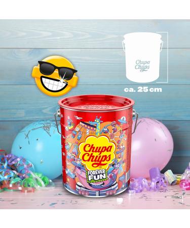 Chupa Chups Best of Lollipop Bucket - 150 Lollipops in 5 Flavors | Pop Art Metal Can - Perfect for Parties & Gifts - Buy Online on GoSupps.com