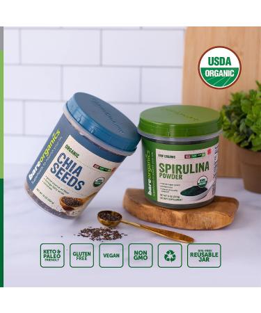 BareOrganics 13132 USDA Organic Raw Spirulina Powder - 8oz Gluten-Free & Non-GMO Whole Food Supplement - Buy Online on GoSupps.com
