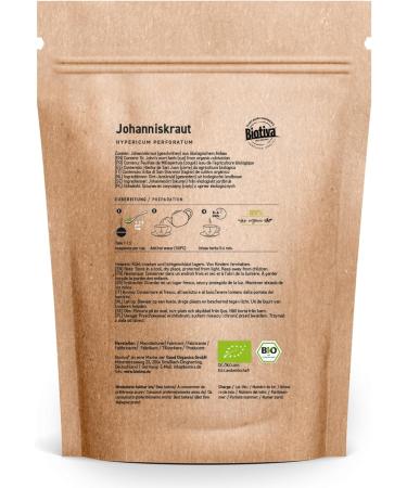 Organic St. John's Wort Tea 250 g Genuine St. John's Wort Cut Hypericum Medicinal Plant 2015 Bottled and Controlled in Germany Biotiva - Buy Online on GoSupps.com