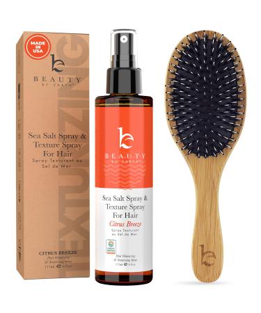 Beauty by Earth Sea Salt Spray for Hair Made From Natural & Organic Ingredients and Boar Brush with Pins Texturing Spray for Men & Women