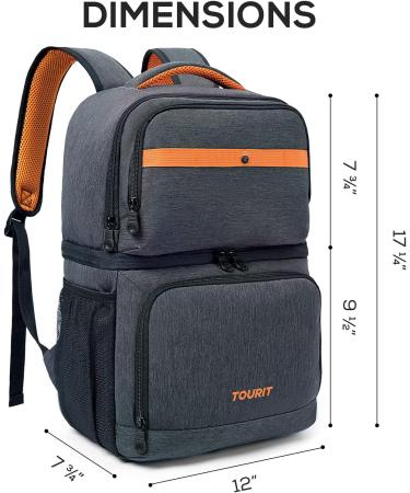 TOURIT Double Decks Insulated Backpack Cooler - Waterproof & Lightweight for Men | Camping, Picnic, Hiking, Beach, Park - Dark Gray - Buy Online on GoSupps.com