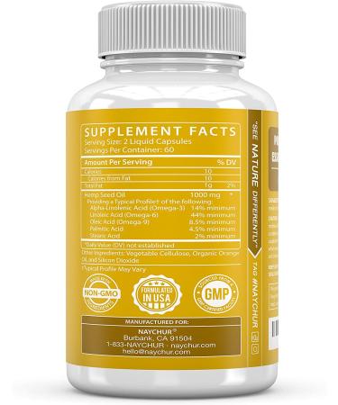 Organic Hemp Oil Capsules for Pain Relief & Stress Support - 120 Count - Buy Online on GoSupps.com