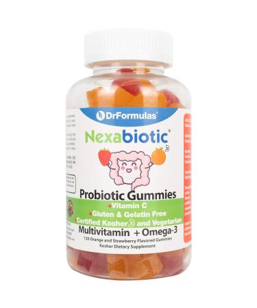 DrFormulas Multivitamin Gummies with Omega 3 and Probiotics for Kids and Adults with Vitamin C | Nexabiotic with Vitamin A, C, D3, E, B6, B12, and Zinc, Biotin, Folate | Kosher Vegetarian, 120 Count
