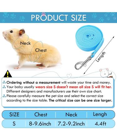 2 Pieces Guinea Pig Clothes Baby Ferret Rats Hamster Soft Mesh Harness Leash Vest Set with Bell for Guinea Pigs Hamster Ferret Rabbit Chinchilla and Similar Small Animals Small Blue Black - Buy Online on GoSupps.com
