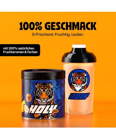 Holy Energy Gaming Booster 'Tropical Tiger' | 50 Portions | Maracuja & Pineapple | Vegan Focus Drink with Newcaff & Green Tea Extract | 100% Natural Fruit Aromas - Buy Online on GoSupps.com