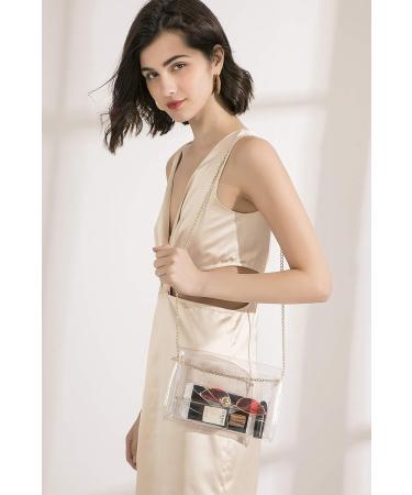 Vorspack Clear Crossbody Bag with Gold Chain Strap - Perfect Gift for Women for Sports, Concerts, Prom and Parties - Buy Online on GoSupps.com