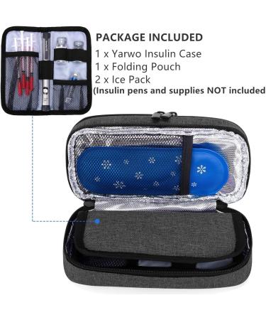 Yarwo Insulin Cooler Travel Case with Ice Packs - Diabetic Supplies Organizer for Insulin Pens and Glucose Monitors - Black - Buy Online on GoSupps.com