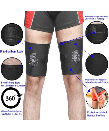 F+ Thigh Leg Support Brace Sleeve | Neoprene Compression - Ideal for Muscle Sprains, Tendinitis, Workouts, Sciatica Pain - Buy Online on GoSupps.com