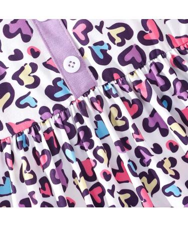 Girls Summer Dresses - Short Sleeve Dinosaur Leopard Print A-Line Toddler Outfit | A-purple 3-4T - Buy Online on GoSupps.com