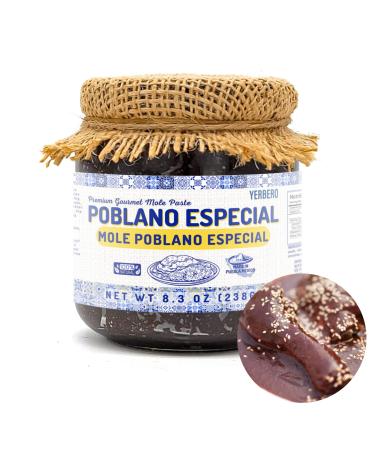 Yerbero - Gourmet Mexican PREMIUM Delight Especial Poblano Mole Sauce 8.3oz (238g) | Mole Gourmet Poblano Especial Artesanal | 100% Mexican Imported from Puebla | Premium Natural Ingredients | Plant-Based, Gluten-Free, Low Sodium, No Sugar | Makes 10-12 P