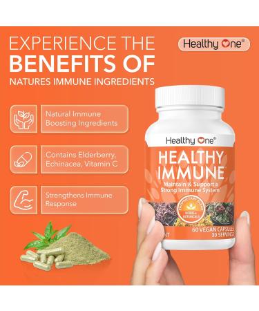 Healthy Immune - 10 in 1 Formula - Cold & Flu Virus - Sick & Illness - Covid -Elderberry - Echinacea - Vitamin C - Zinc - Garlic - Reishi - Andrographis - Astragulus - Antioxidants - Immunity - 60 ct 60 Count (Pack of 1) - Buy Online on GoSupps.com
