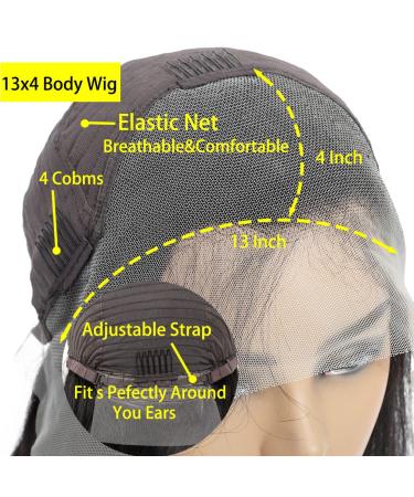 30 Inch Body Wave Lace Front Wig | Human Hair 13x4 HD Transparent Lace Frontal | Pre Plucked 180% Density | Glueless Wigs For Black Women | Natural Color - Buy Online on GoSupps.com