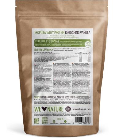 EKOPURA Natural Whey Protein Vanilla - 500g | 78% Protein | 100% Grass-Fed Hormone-Free GMO-Free | No Additives or Sugar | Muscle Growth & Relaxation - Buy Online on GoSupps.com