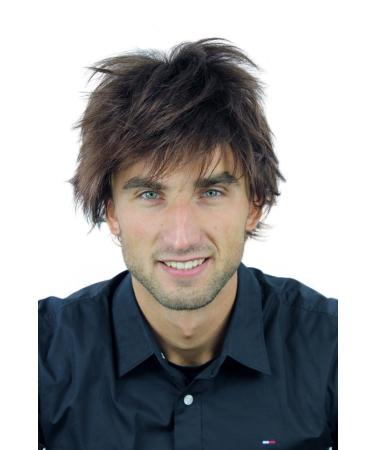 Wig Me Up-wig men's college men rock star half-length wildly churned voluminous dark brown reddish brown strands chestnut WL-0018-4/33