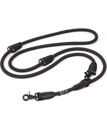 Dog is K nig dog leasic adjustable 2.3m |Robust dogs leash with security carabiner |Round guide leash dog with leather caps |Leash dog 3-way adjustable for medium-sized & large dogs black black (12mm rope) - Buy Online on GoSupps.com